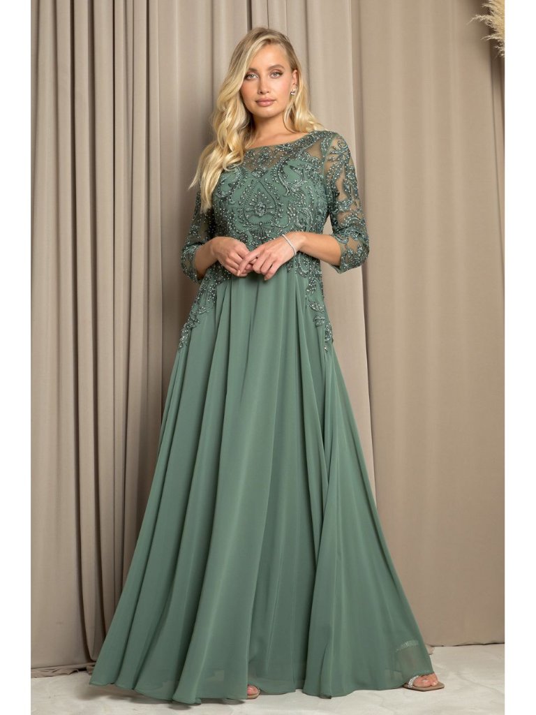 Clearance Eucalyptus Size L Long Formal Mother Of Bride Dress Eva Usa 5248
